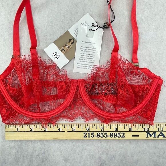 Bluebella Grace Bra Red Womens Size 30DD/E Lace Sheer Demi Bra Underwire NEW! - Picture 14 of 15